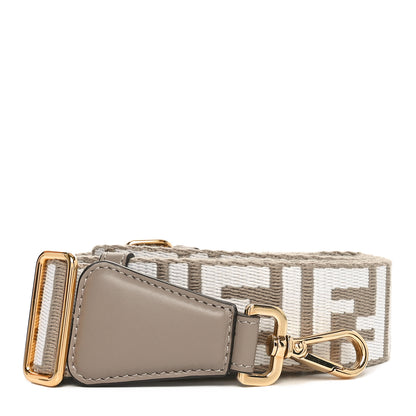 Fendi Jacquard Ribbon Vitello King FF Bi-Color Intreccio Adjustable Strap You Tortora White Anthracite 1 of 4
