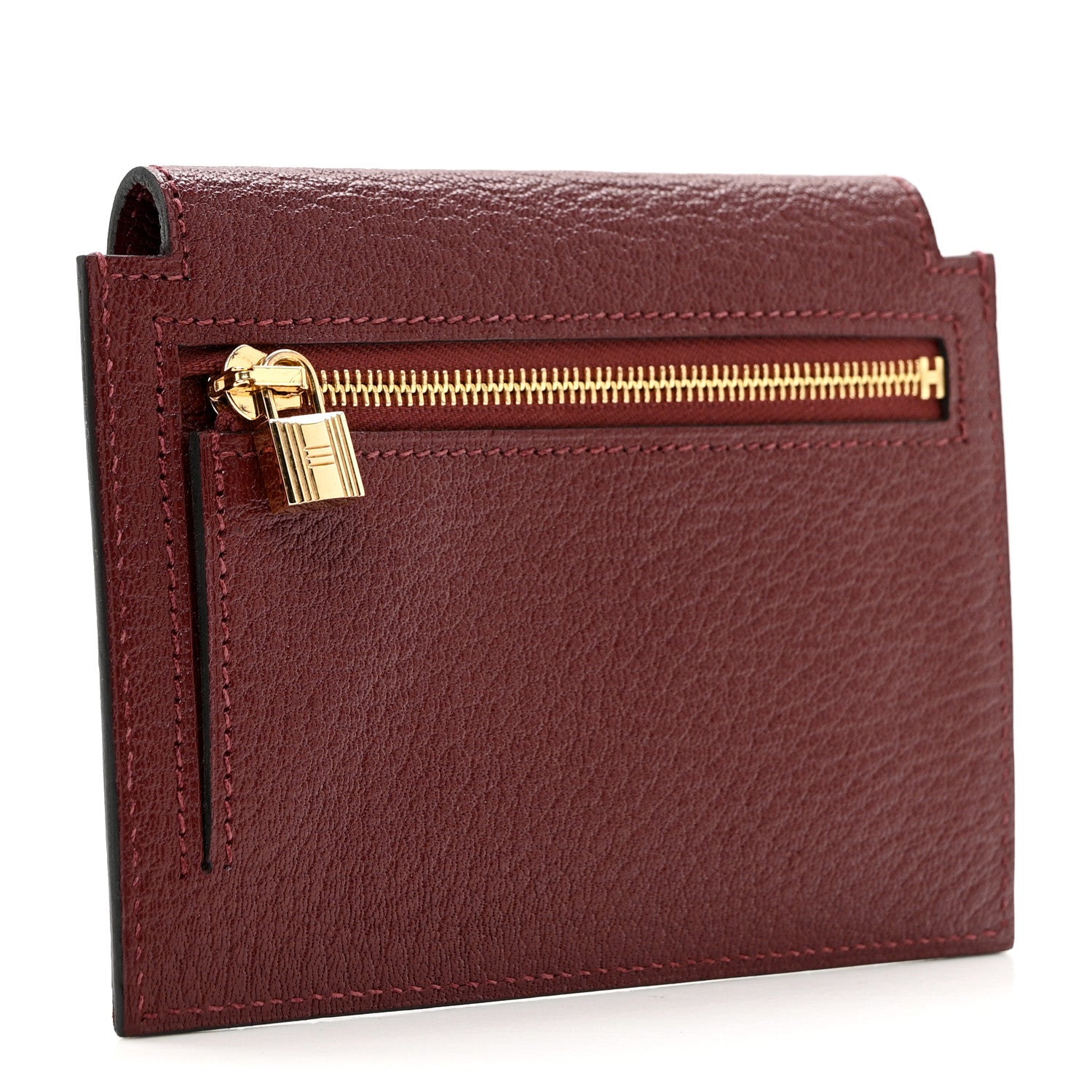 Hermes Chevre Mysore Kelly Pocket Compact Wallet Rouge H 3 of 6