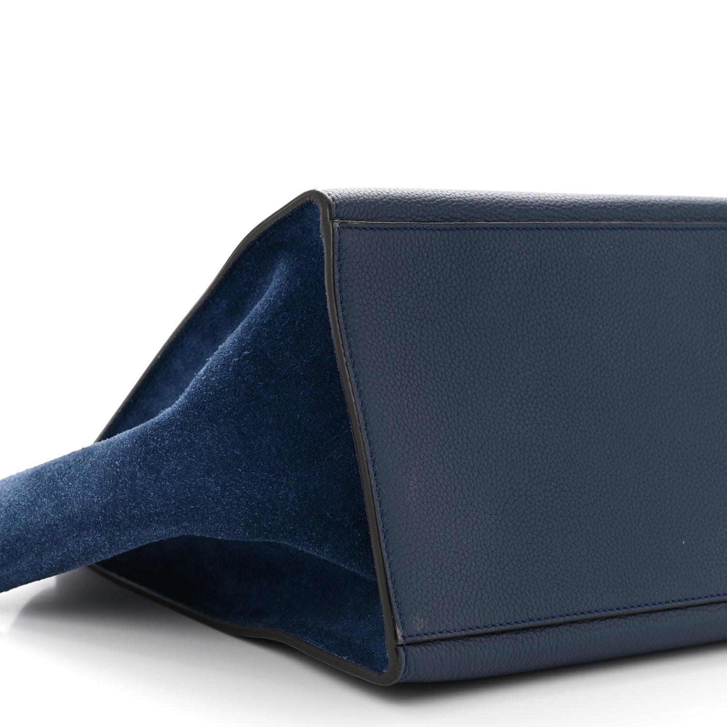 Celine Drummed Calfskin Suede Medium Trapeze Navy Blue 8 of 9
