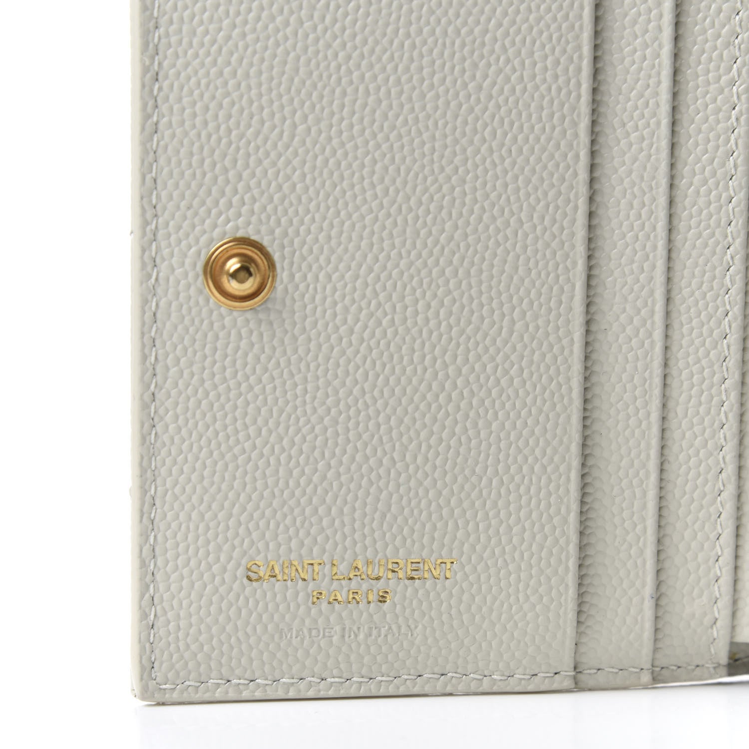 Saint Laurent Grain De Poudre Matelasse Chevron Monogram Zipped Card Case Crema Soft 6 of 7