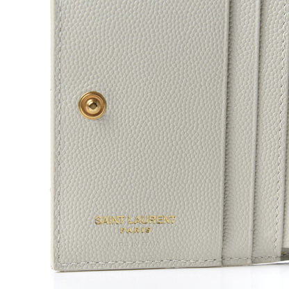 Saint Laurent Grain De Poudre Matelasse Chevron Monogram Zipped Card Case Crema Soft 6 of 7
