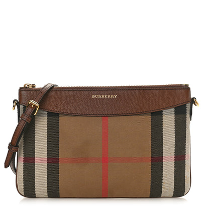 Burberry House Check Derby Peyton Crossbody Clutch Bag Tan 1 of 9