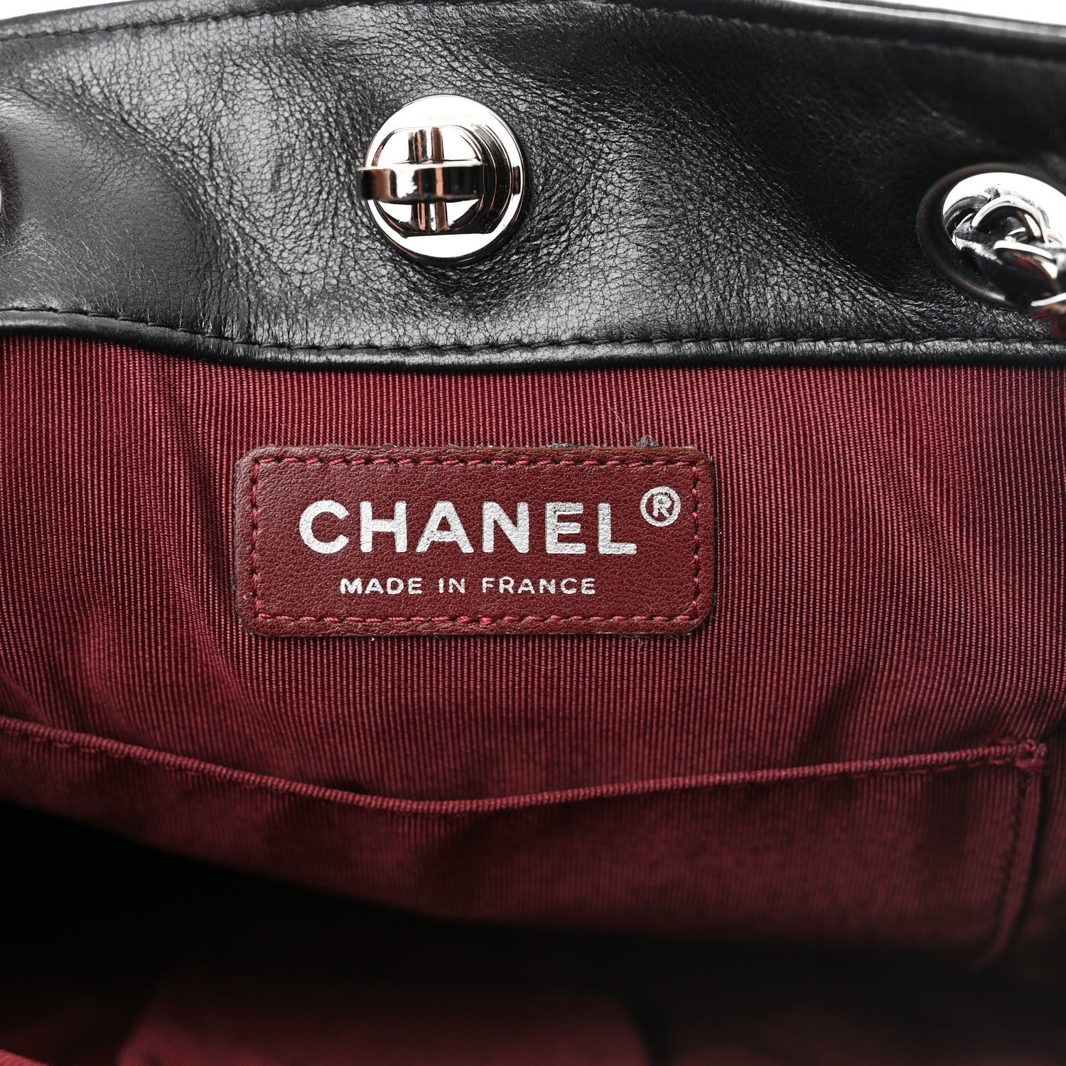 Chanel Lambskin Quilted Pile Ou Face Drawstring Bag Black 6 of 11