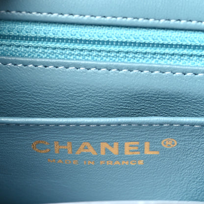 Chanel Tweed Quilted Mini Rectangular Flap Turquoise Purple White Red 6 of 9