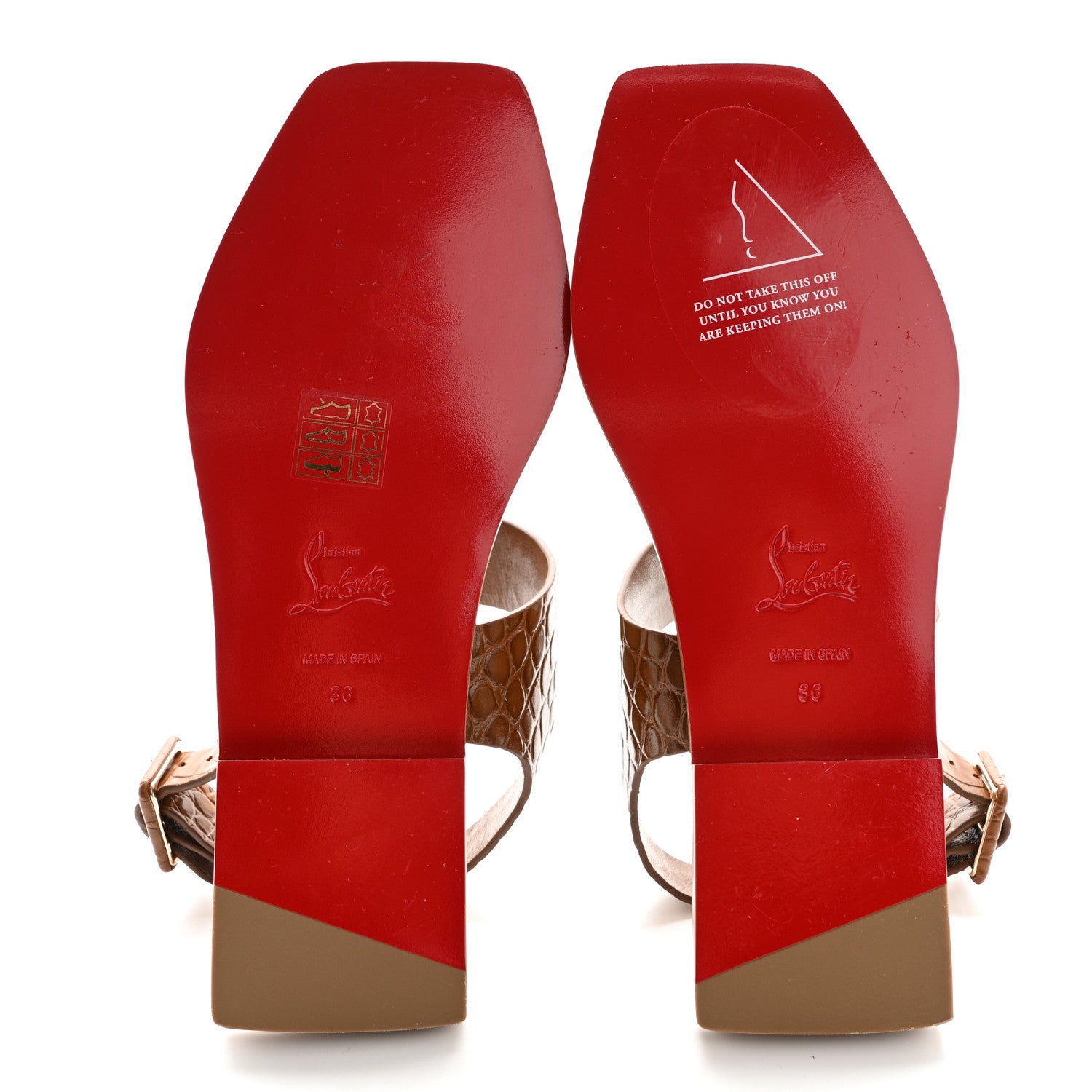 Christian Louboutin Calfskin Crocodile Embossed Cubongo Sandals 36 Biscotto 5 of 9