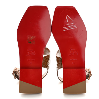 Christian Louboutin Calfskin Crocodile Embossed Cubongo Sandals 36 Biscotto 5 of 9