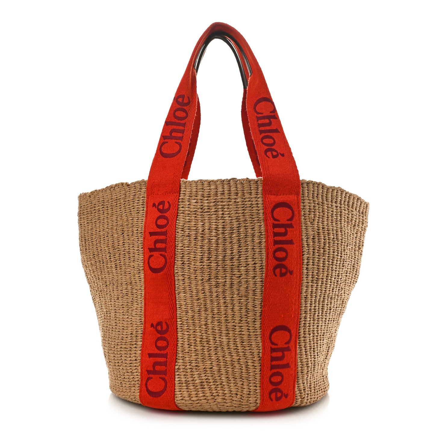 Raffia Large Woody Basket Bag Orange