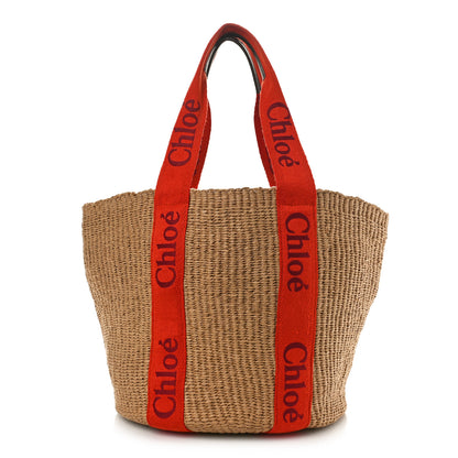 Chloe Raffia Large Woody Basket Bag Orange 1 of 8