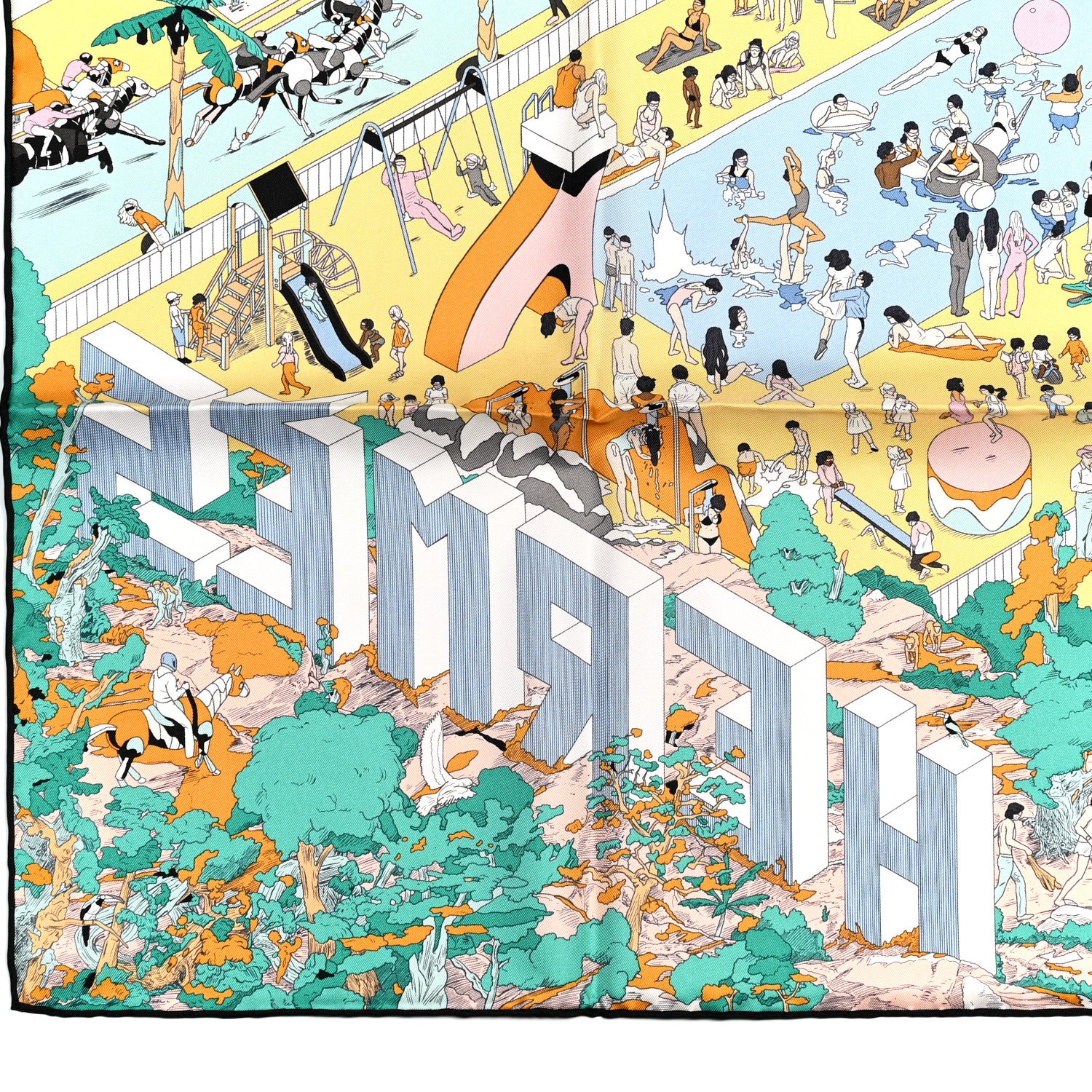 Hermes Silk On The Beach Scarf 90 Creme Menthol Ebene 2 of 4
