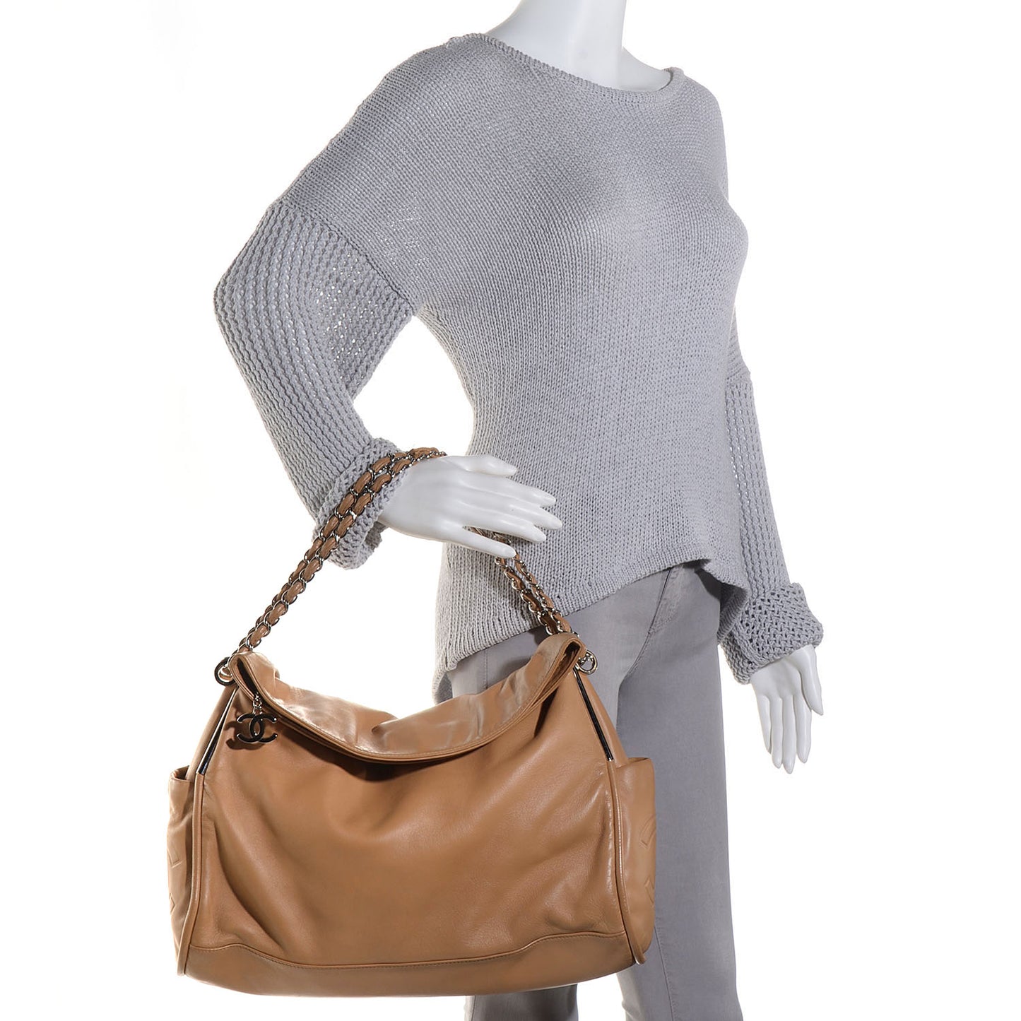 Lambskin Large Ultimate Soft Tote Beige