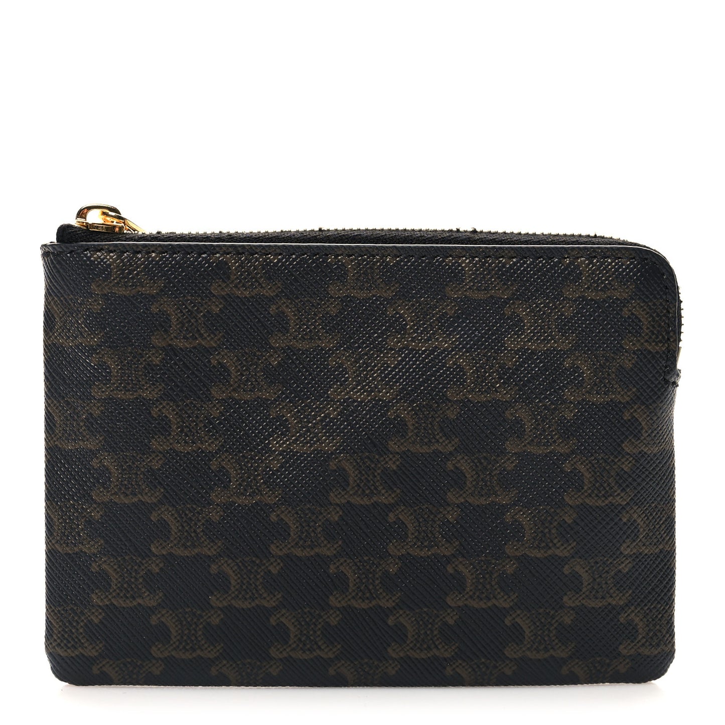 Triomphe Canvas Coin and Card Pouch With Hook Black