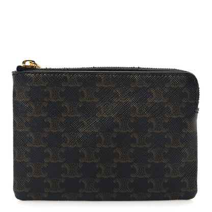 Celine Triomphe Canvas Coin and Card Pouch With Hook Black 1 of 8