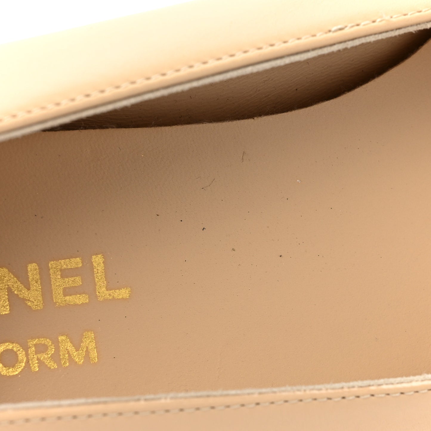 Lambskin Cap Toe CC Uniform Ballerina Flats 40 Beige Black