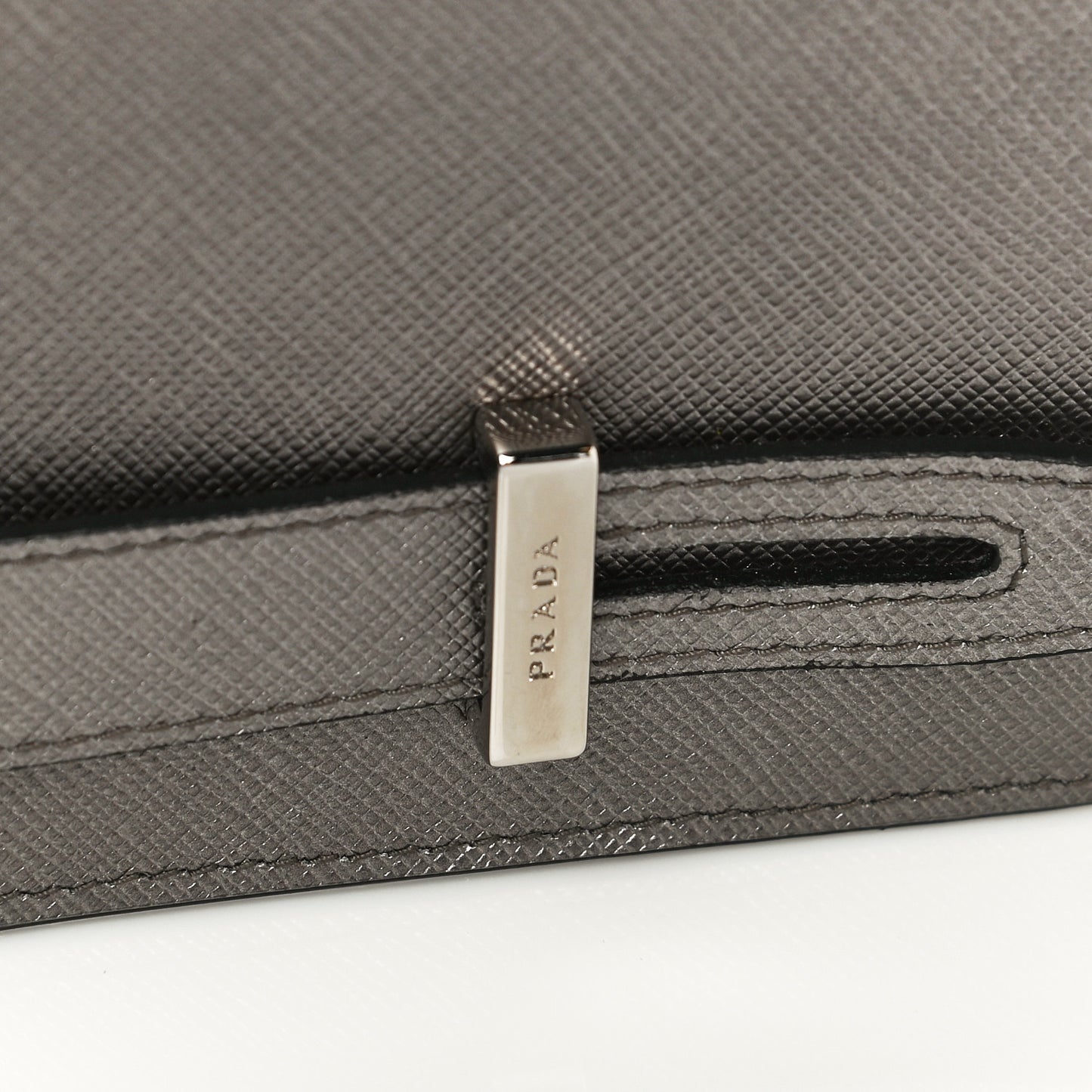 Metallic Saffiano Phone Pouch Fumo Mordore