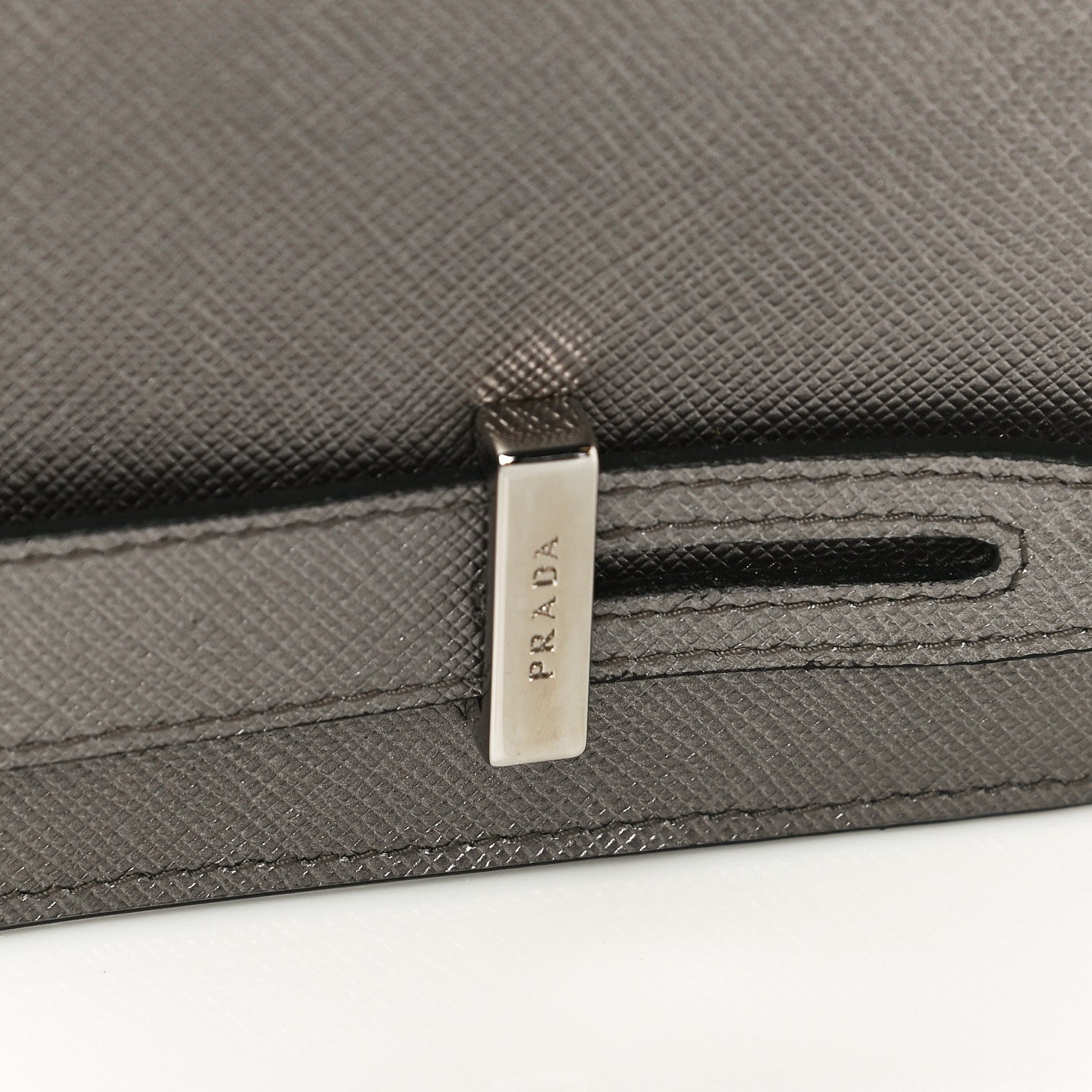 Prada Metallic Saffiano Phone Pouch Fumo Mordore 7 of 10