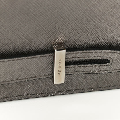 Prada Metallic Saffiano Phone Pouch Fumo Mordore 7 of 10