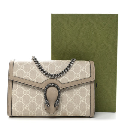 Gucci GG Supreme Monogram Textured Dollar Calfskin Mini Dionysus Chain Wallet Beige Mystic White Oatmeal 12 of 12