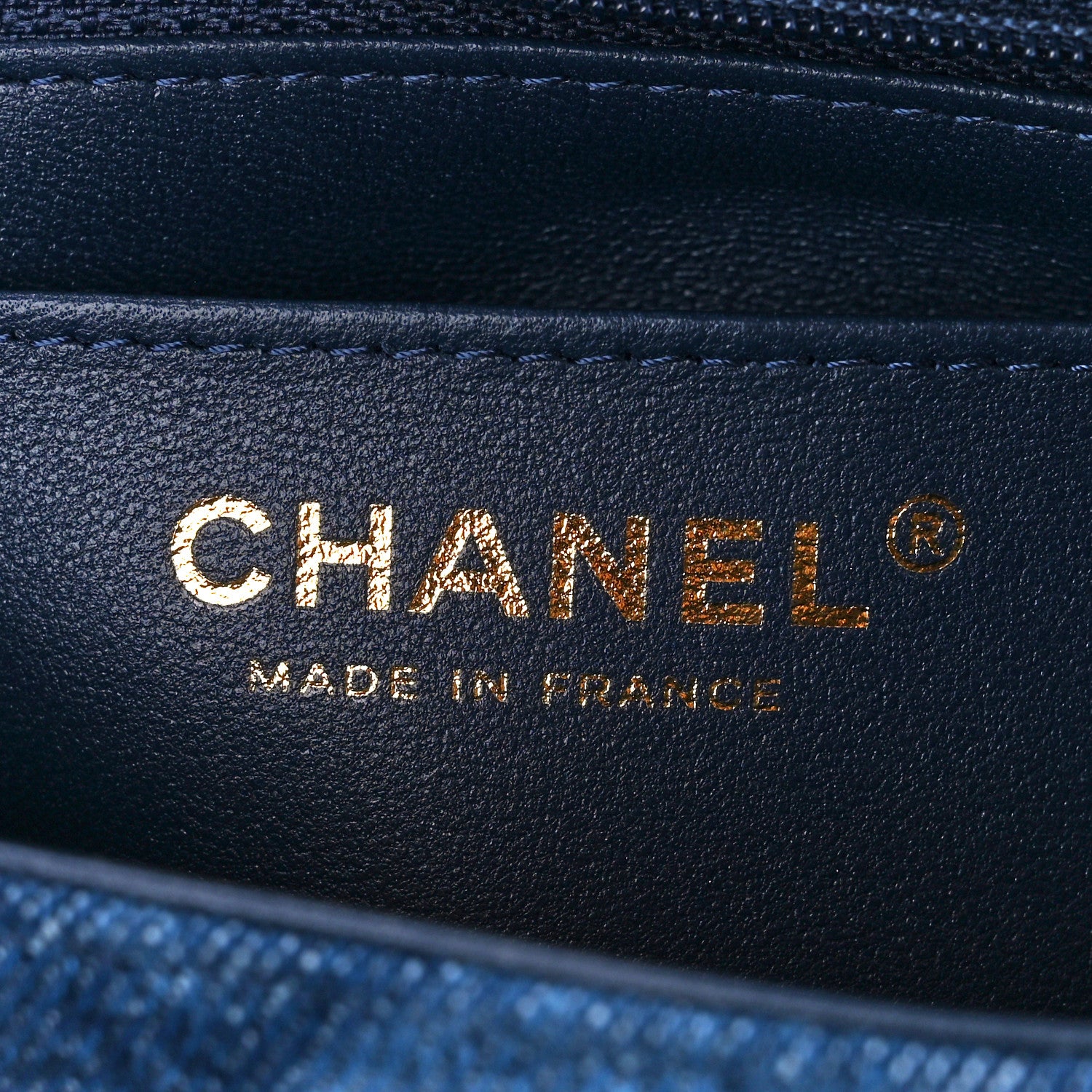 Chanel Printed Denim Quilted Mini Rectangular Flap Dark Blue 6 of 12