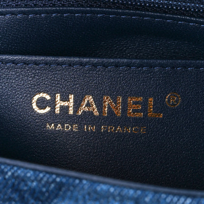 Chanel Printed Denim Quilted Mini Rectangular Flap Dark Blue 6 of 12