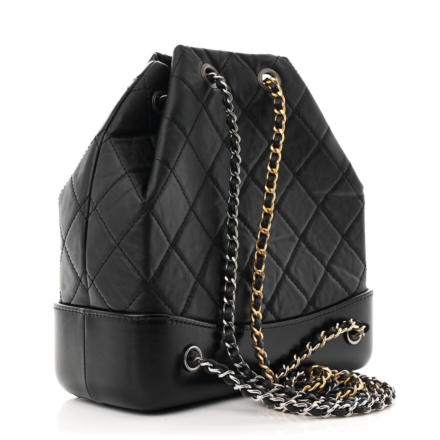 Aged Calfskin Quilted Small Gabrielle Backpack Black