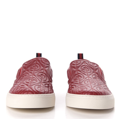 Gucci Nappa Web G Rhombus Quilted Mens Slip On Sneakers 9 Hibiscus Red Rosso 2 of 10