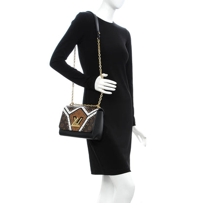 Louis Vuitton Veau Satin Monogram Twist Shoulder Bag MM Black 2 of 7