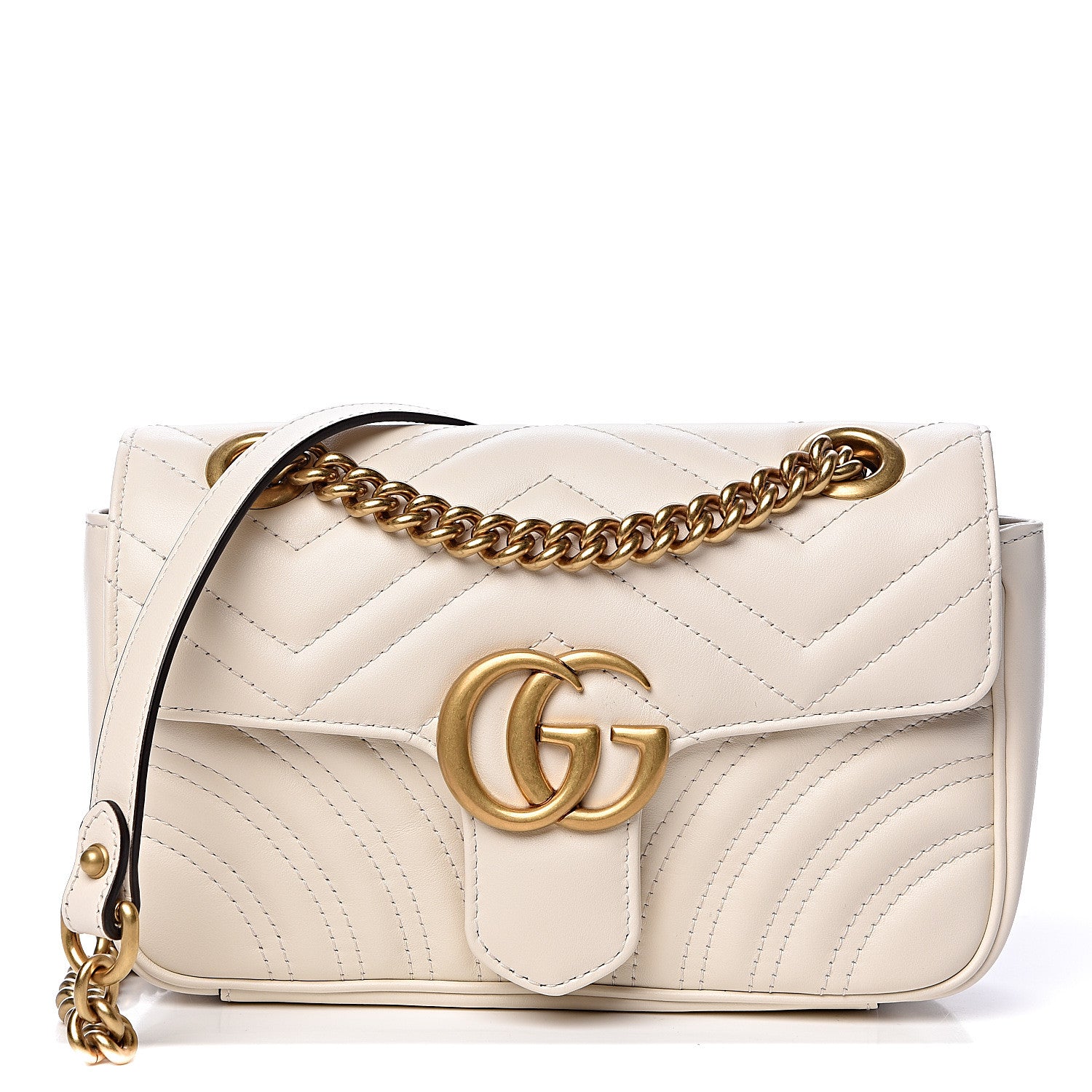 Gucci Calfskin Matelasse Mini GG Marmont Shoulder Bag White 1 of 14
