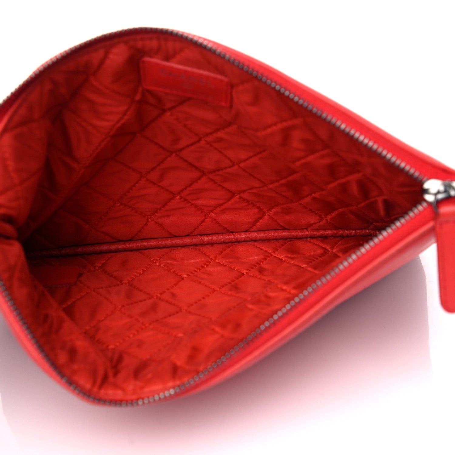 Chanel Calfskin Patent Quilted Medium Cosmetic Case Red 5 of 12
