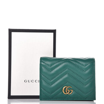 Gucci Calfskin Matelasse GG Marmont Card Case Wallet Emerald 8 of 8