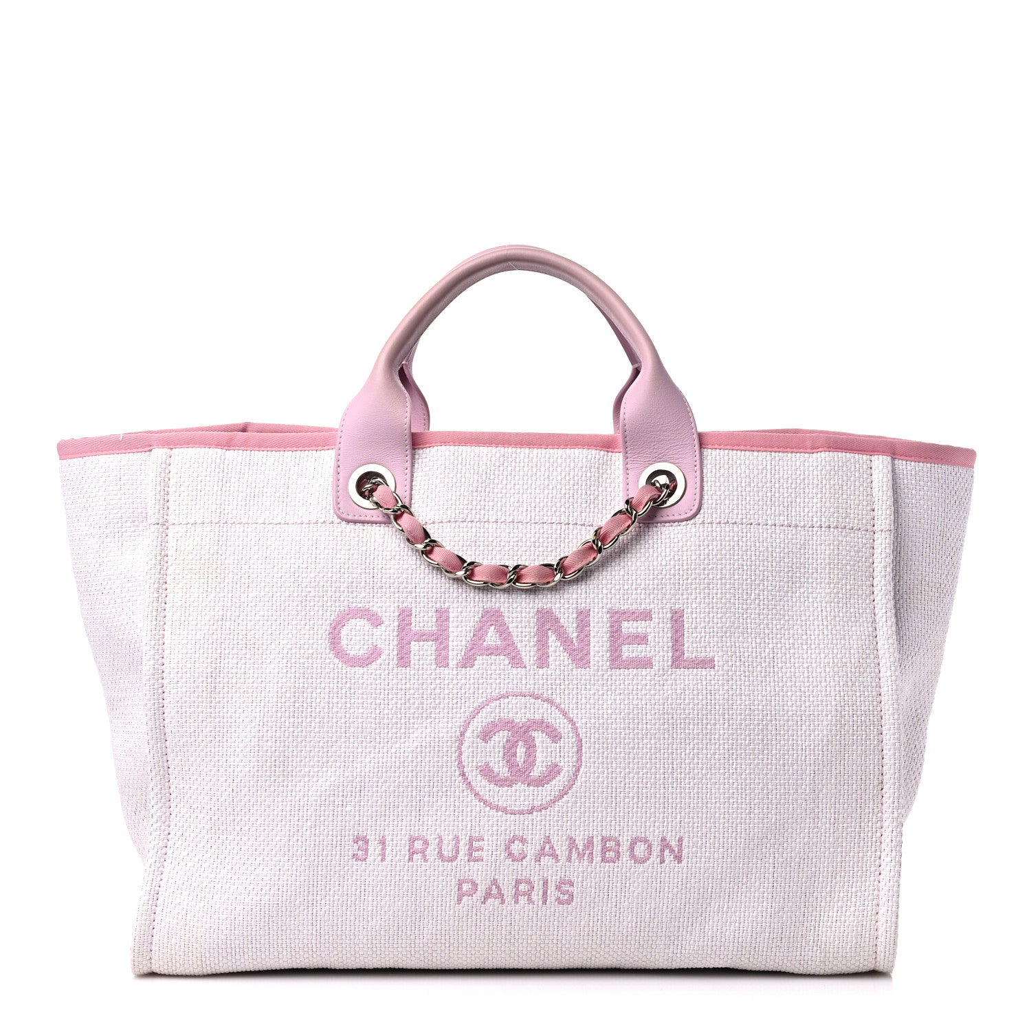 Chanel Woven Straw Raffia Medium Deauville Tote Pink 1 of 16