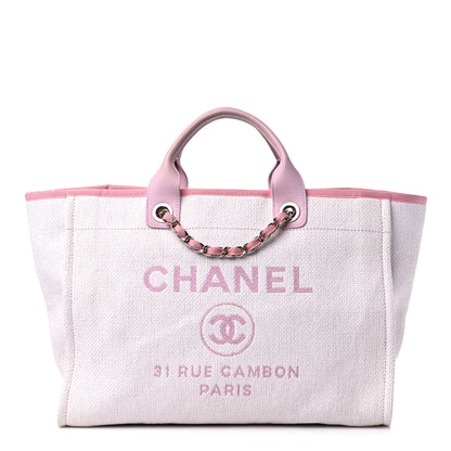 Chanel Woven Straw Raffia Medium Deauville Tote Pink 1 of 16