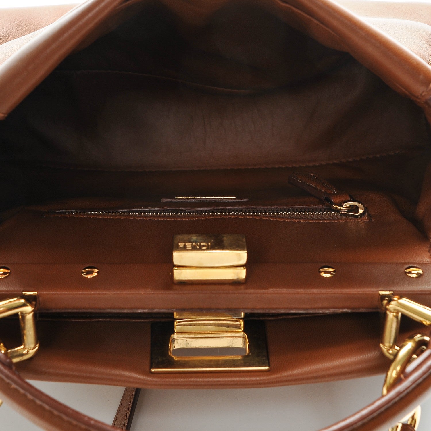 Fendi Nappa Mini Peekaboo Iconic Satchel Corteccia 5 of 6