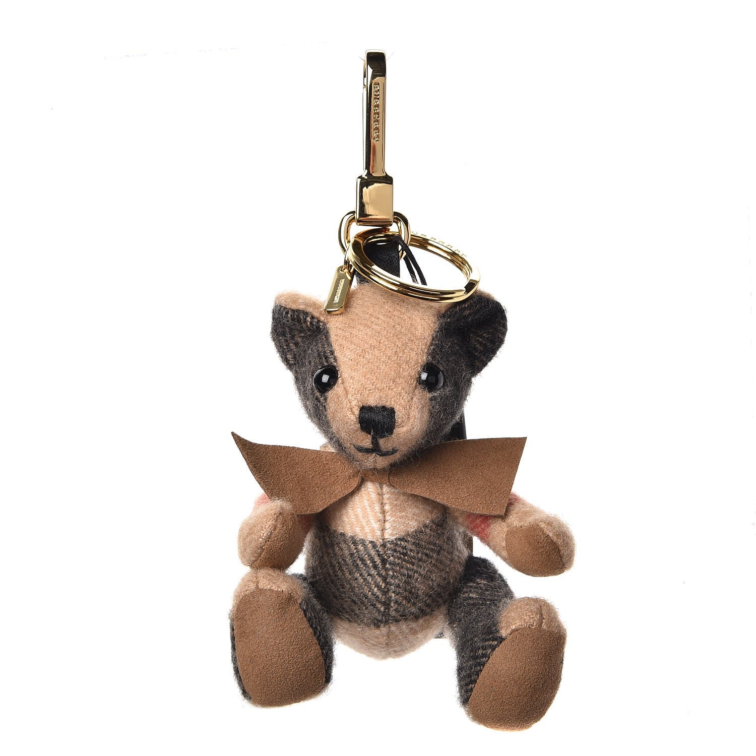 Burberry Cashmere House Check Thomas Bear Bag Charm Camel Gold 1 of 6