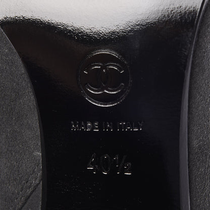 Chanel Suede Calfskin CC Knee High Boots 40.5 Grey Silver 6 of 7
