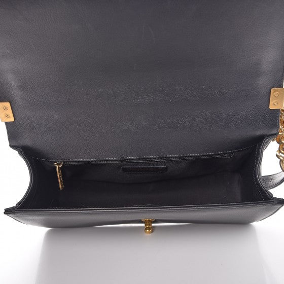 Calfskin Quilted New Medium Boy Flap Black
