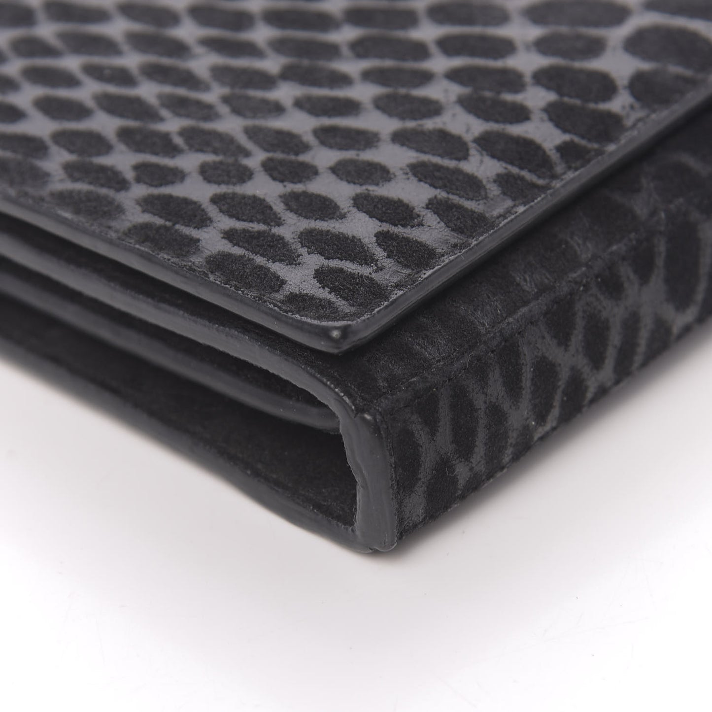 Suede Python Embossed Monogram Chain Wallet Black