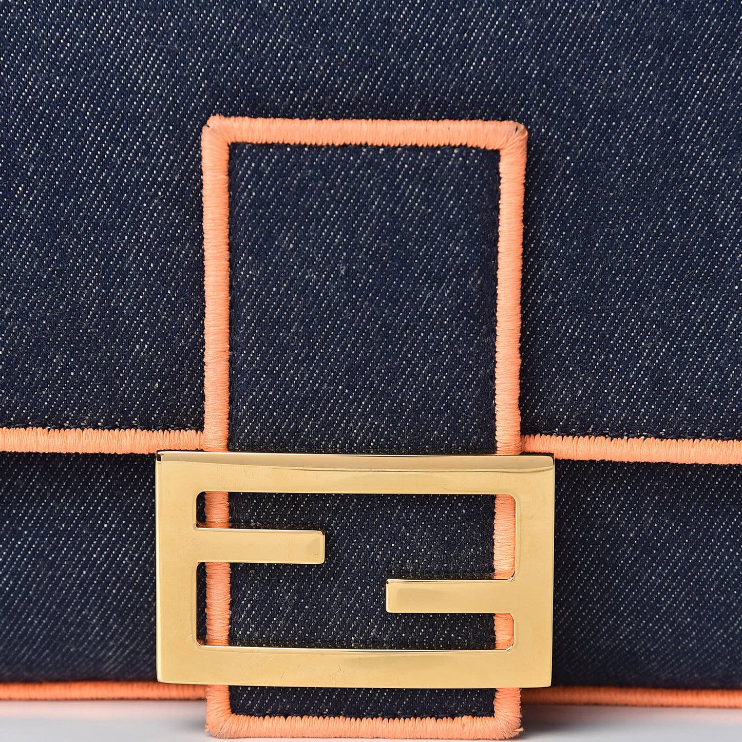 Denim Large Baguette Blue Arancio Fluo
