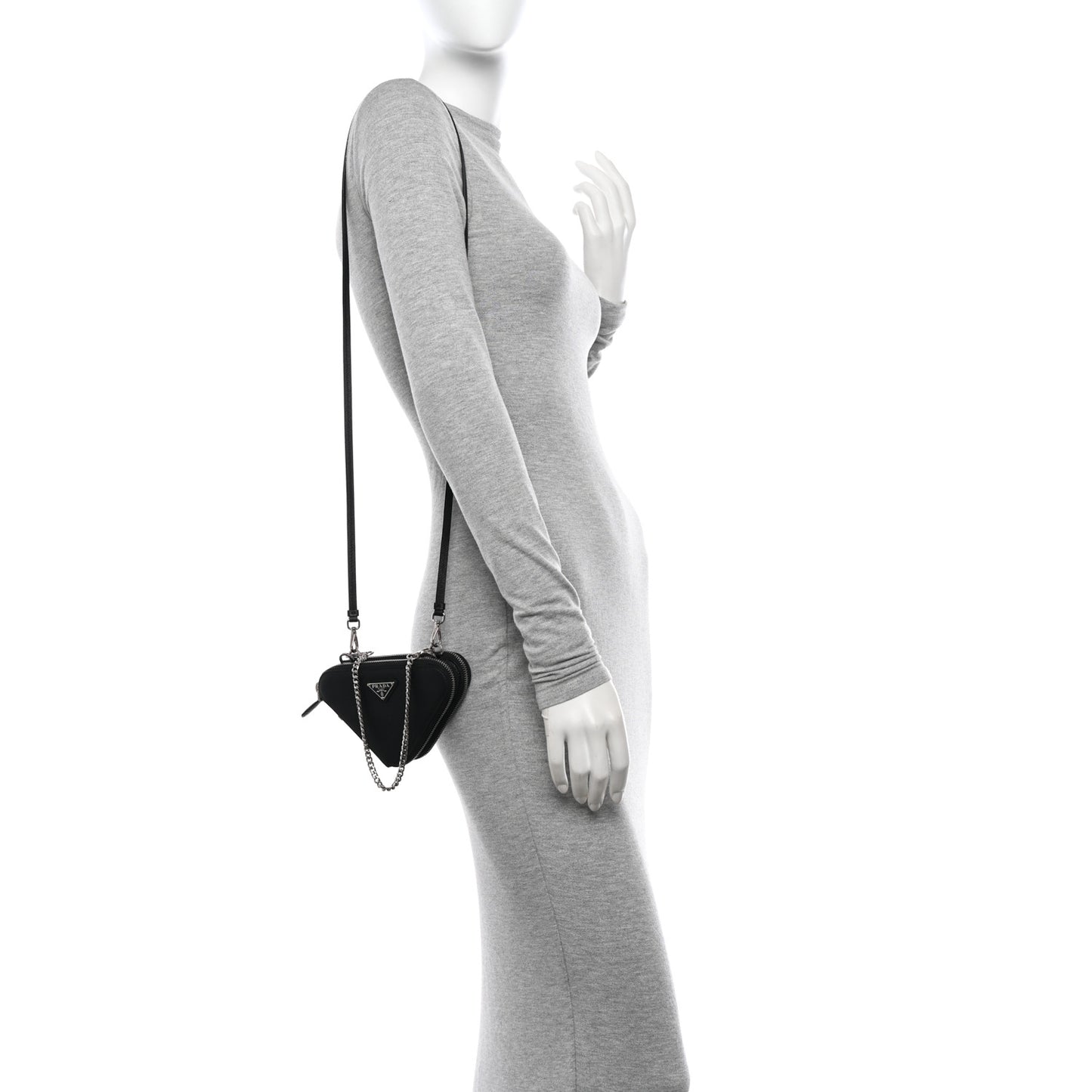 Saffiano Mini Triangle Crossbody Pouch Black