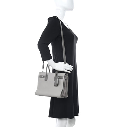 Saint Laurent Grained Calfskin Bi-Color Baby Supple Sac De Jour Souris Fog 2 of 12