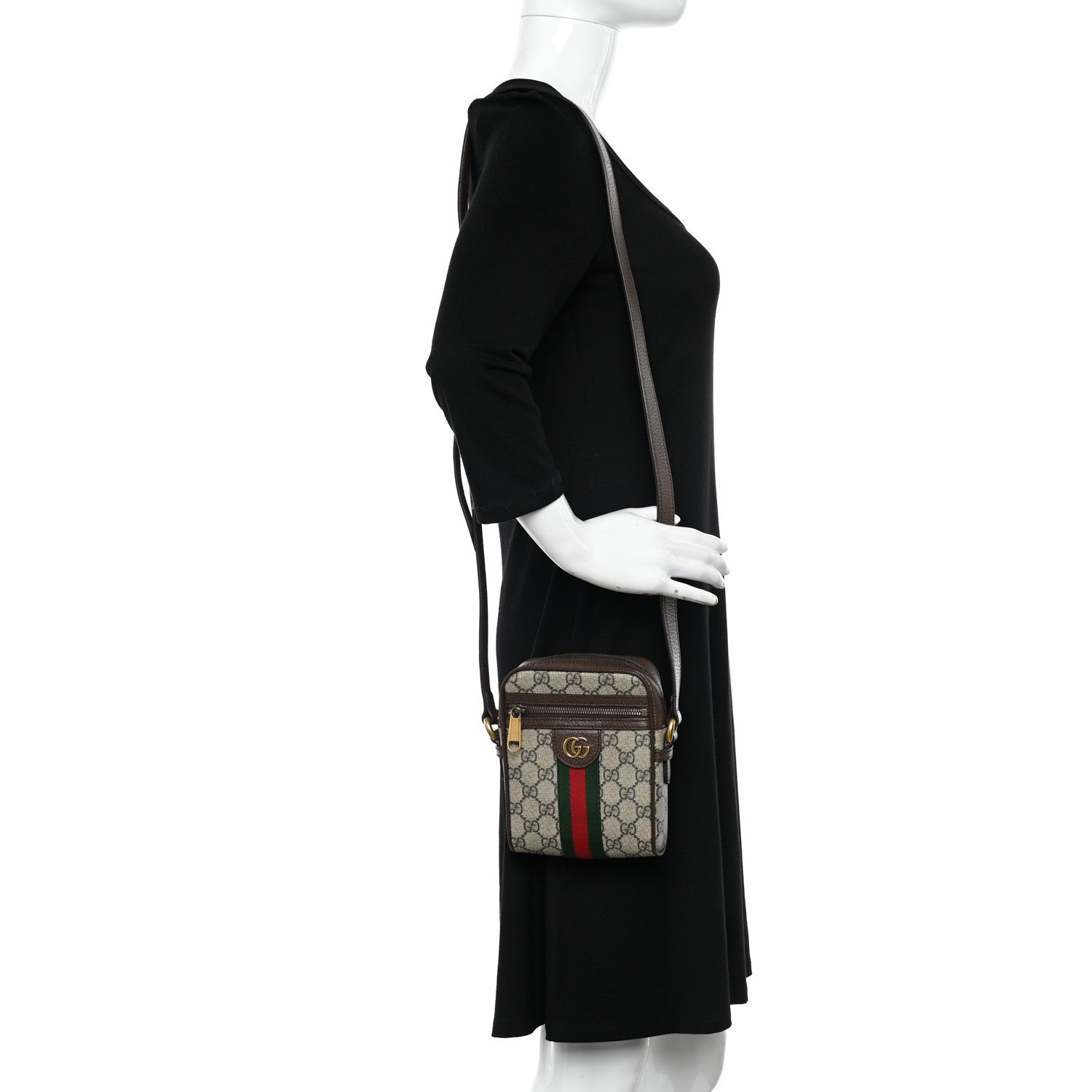 Gucci GG Supreme Monogram Web Mini Ophidia Messenger Brown 2 of 9