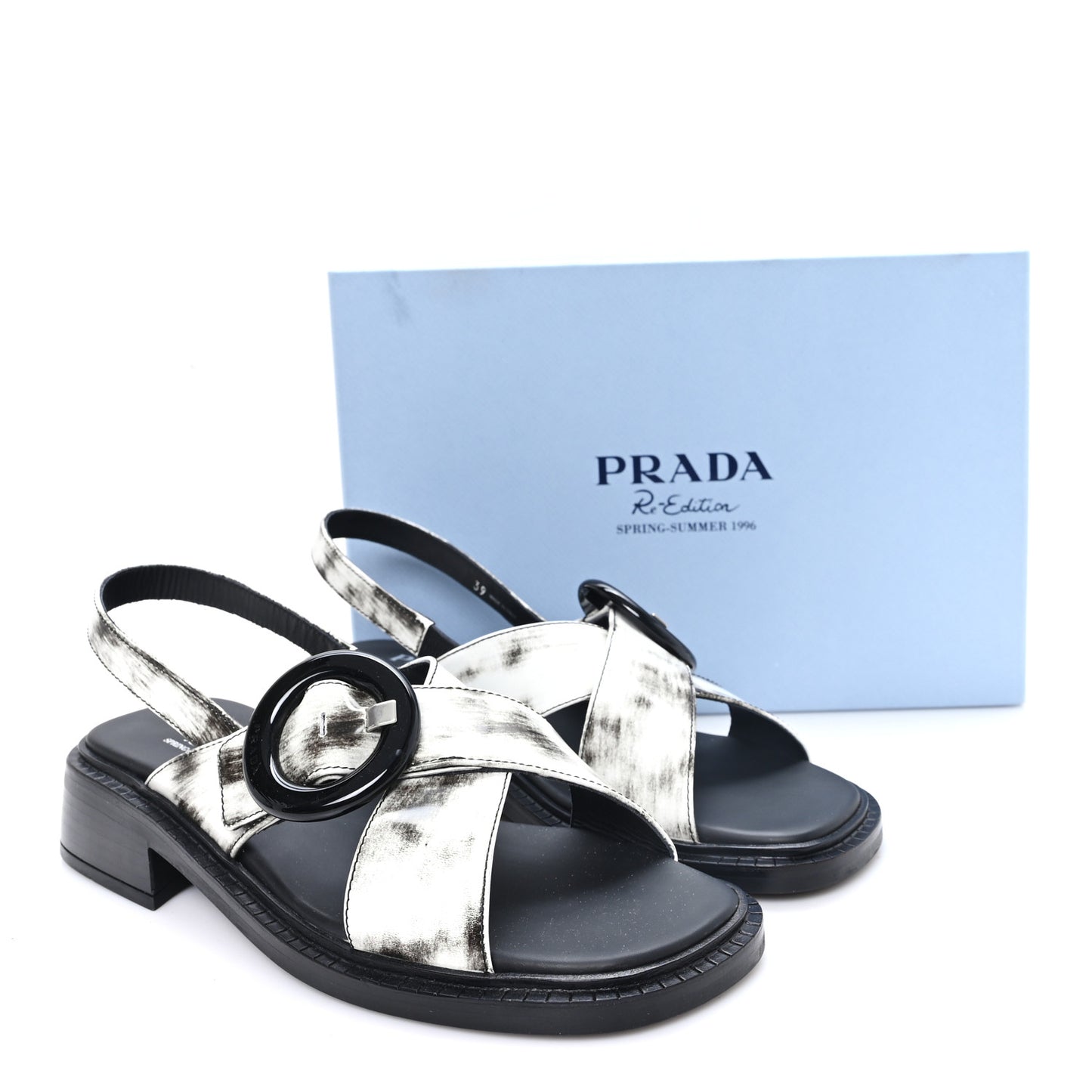 Spazzolato Fume Re-Edition 1996 Buckle Sandals 39 Bianco