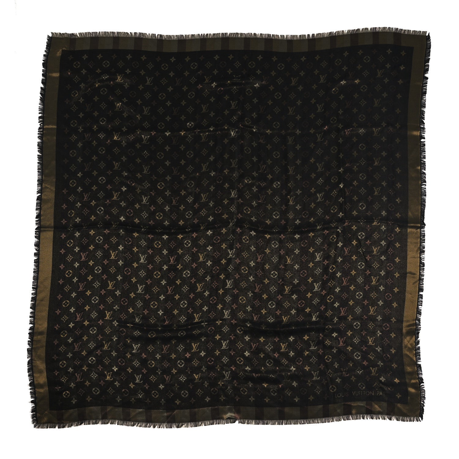 Louis Vuitton Silk Lurex Wool So Shine Monogram Shawl Black 1 of 3