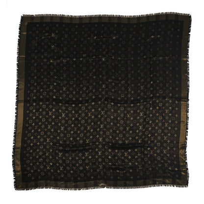 Louis Vuitton Silk Lurex Wool So Shine Monogram Shawl Black 1 of 3