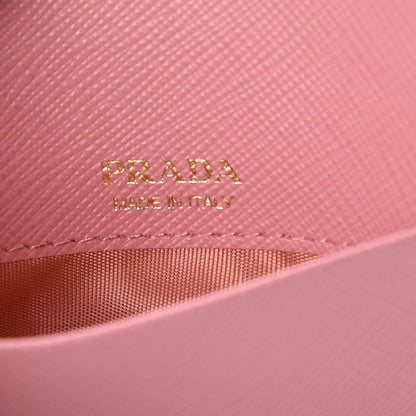 Prada Saffiano Metal Zip Card Holder Peonia 7 of 7