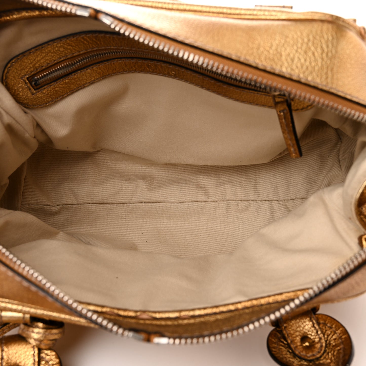 Metallic Calfskin Crystal Paddington Satchel Gold