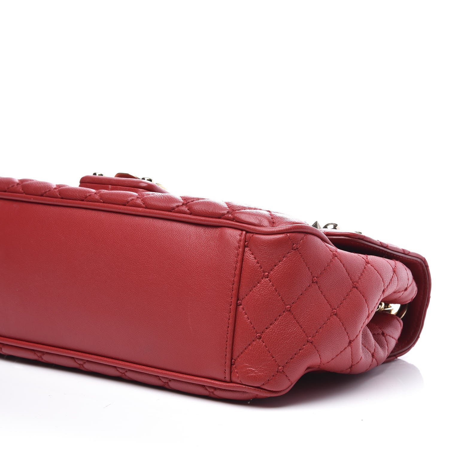 Dolce & Gabbana Lambskin Watersnake Embellished Lucia Shoulder Bag Red 6 of 9