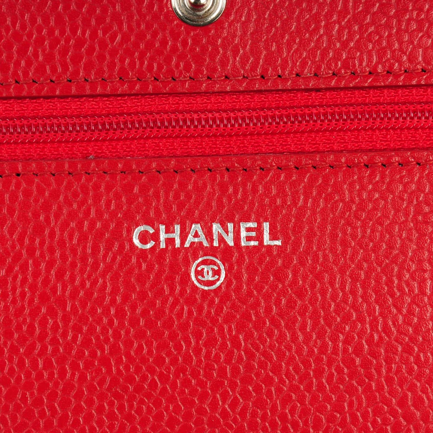 Chanel Caviar Quilted Wallet On Chain WOC Red 5 of 8