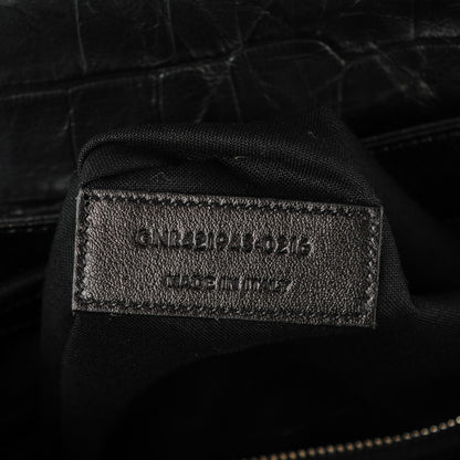 Saint Laurent Crocodile Embossed Lambskin Festival Backpack Black 7 of 7