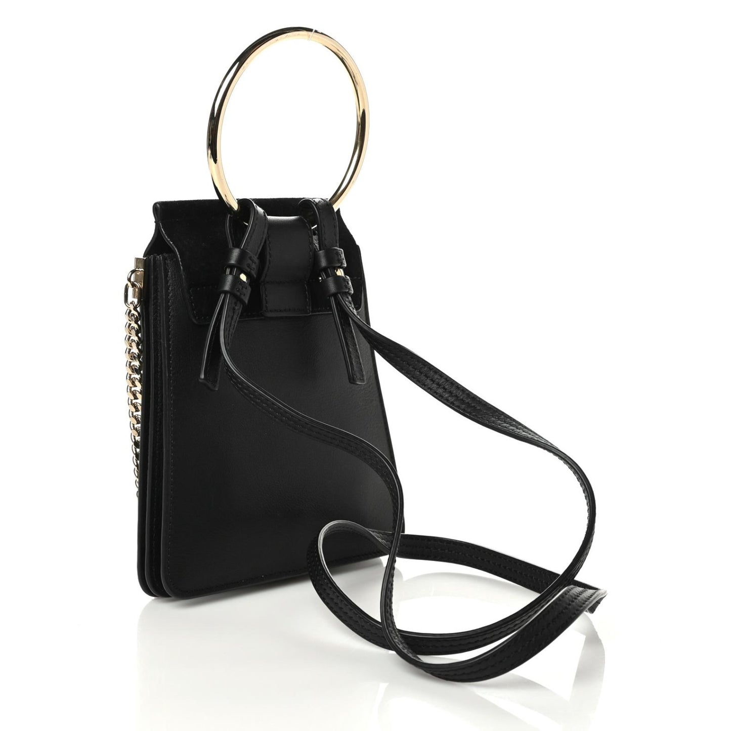 Suede Calfskin Mini Faye Bracelet Bag Black