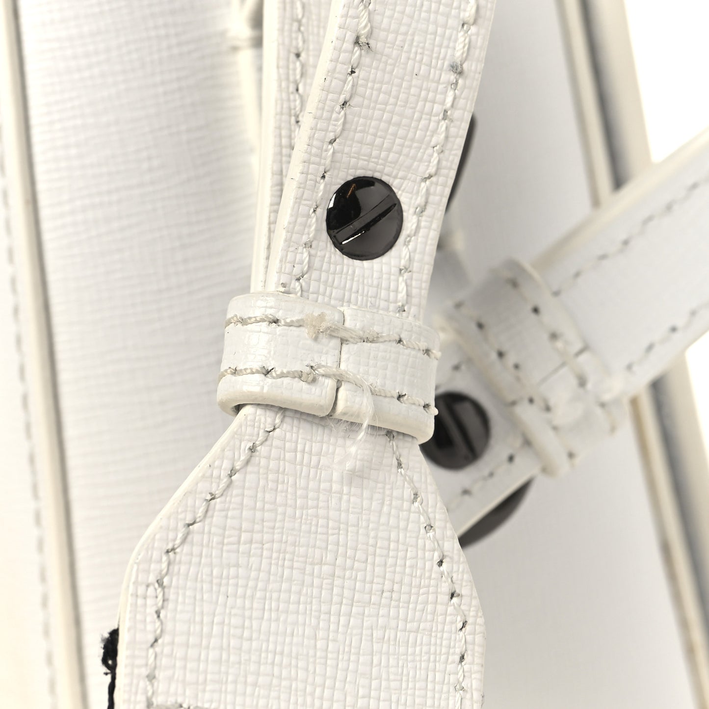 Saffiano Striped Mini Diag Binder Clip Bag White Black
